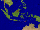 Indonesia Satellite + Borders 1600x1200